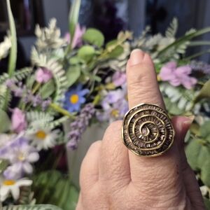 Heidi Dause Spiral Soft Pink Gemstone Gold-Tone Statement Ring